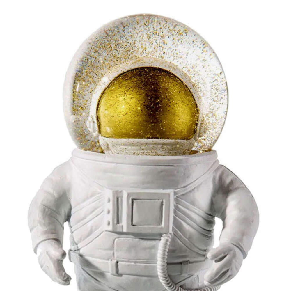 Donkey - Beeldje Astronaut met Sneeuwbol Wit 9x18cm