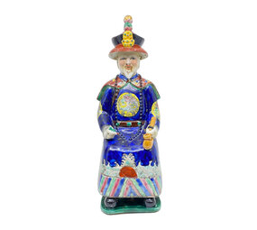 Melting Pot - Beeld Chinese Keizer Grootvader Zittend Donker Blauw H33cm Melting Pot - Beeld Chinese Keizer Grootvader Zittend Donker Blauw H33cm