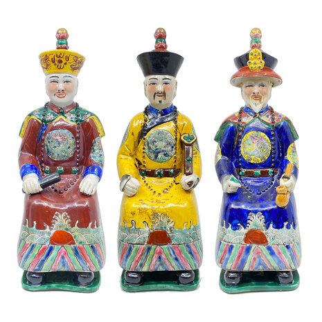 Melting Pot - Beeld Chinese Keizer Grootvader Zittend Donker Blauw H33cm Melting Pot - Beeld Chinese Keizer Grootvader Zittend Donker Blauw H33cm