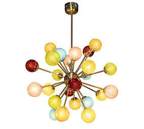 Colmore - Hanglamp Bollen Multicolor Metaal Glas 75x160cm Colmore - Hanglamp Bollen Multicolor Metaal Glas 75x160cm
