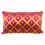 Colmore - Sierkussen Ruiten Fuchsia/Goud Fluweel 60x35cm