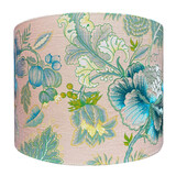 Melting Pot - Lampenkap Bloemen Turquoise op Beige B40xH35cm geborduurd Melting Pot - Lampenkap Bloemen Turquoise op Beige B40xH35cm geborduurd