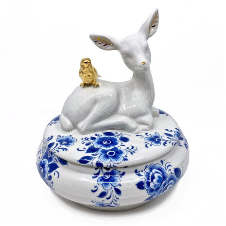 Lammers en Lammers - Little Parakeet Delfts Blauw 18cm schaaltje met deksel Lammers en Lammers - Little Parakeet Delfts Blauw 18cm schaaltje met deksel