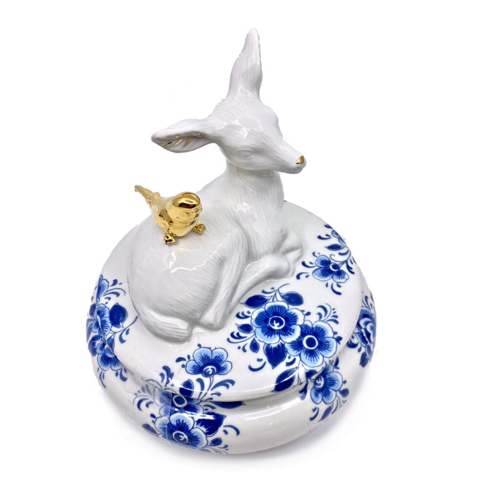 Lammers en Lammers - Little Parakeet Delfts Blauw 18cm schaaltje met deksel Lammers en Lammers - Little Parakeet Delfts Blauw 18cm schaaltje met deksel