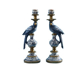 Werns - Kandelaar Papegaai Blauw 9x28cm in 2 vormen Werns - Kandelaar Papegaai Blauw 9x28cm in 2 vormen