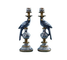 Werns - Kandelaar Papegaai Blauw 9x28cm - Links of Rechts
