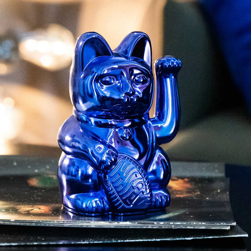 Lucky Cat Cosmic Shiny Blue 10x15cm Melting Pot Amsterdam
