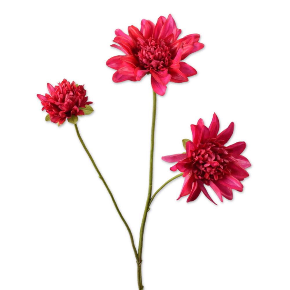 Melting Pot - Kunstbloem Dahlia Beauty Rood 3 Bloemen op tak 65cm