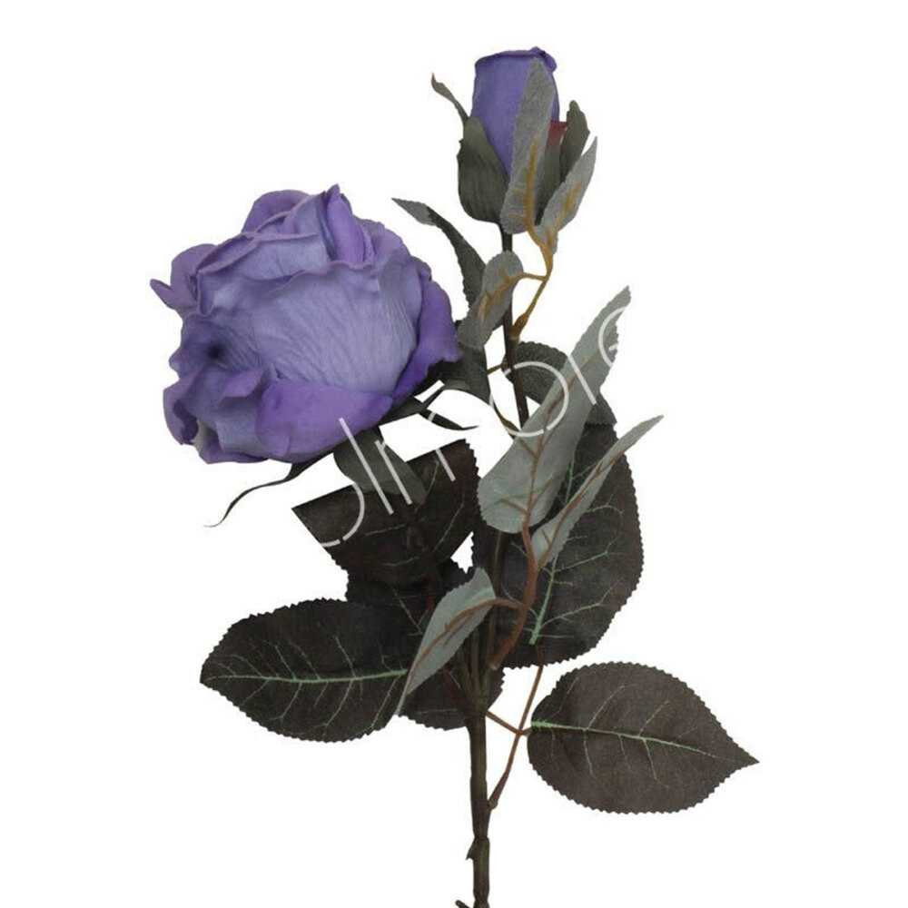 Colmore - Kunstbloem Roos Paars Fluweel op tak 75cm