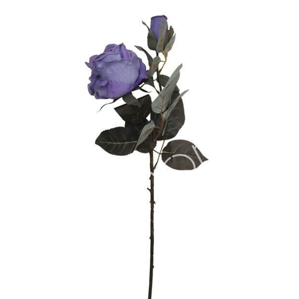 Colmore - Kunstbloem Roos Paars Fluweel op tak 75cm