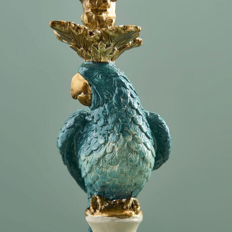 Werns - Kandelaar Papegaai Turquoise met Gouden Details 14x40cm - Links of Rechts Werns - Kandelaar Papegaai Turquoise met Gouden Details 14x40cm - Links of Rechts