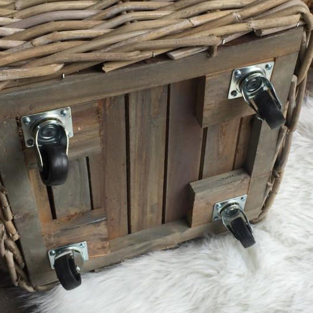 Melting Pot - Opbergmand Rotan op Wielen 50x50x50cm Melting Pot - Opbergmand Rotan op Wielen 50x50x50cm