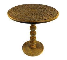 Imbarro - Bijzettafel June Geel Hout 45x45cm vintage look Imbarro - Bijzettafel June Geel Hout 45x45cm vintage look