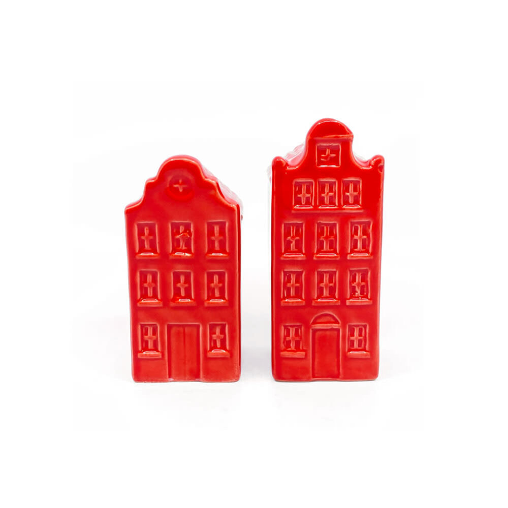 Melting Pot - Vaasjes Grachtenhuis Rood set/2 in 3 maten Melting Pot - Vaasjes Grachtenhuis Rood set/2 in 3 maten
