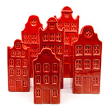 Melting Pot - Vaasjes Grachtenhuis Rood set/2 in 3 maten Melting Pot - Vaasjes Grachtenhuis Rood set/2 in 3 maten