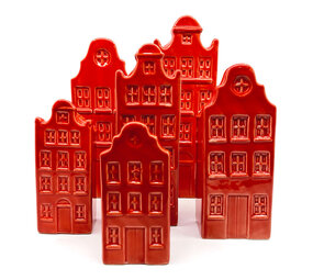 Melting Pot - Vaasjes Grachtenhuis Rood set/2 in 3 maten Melting Pot - Vaasjes Grachtenhuis Rood set/2 in 3 maten