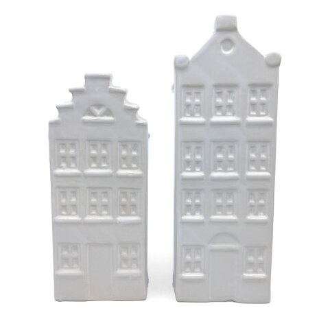 Melting Pot - Vaasjes Grachtenhuis Wit Set/2 in 3 maten Melting Pot - Vaasjes Grachtenhuis Wit Set/2 in 3 maten