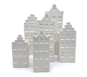 Melting Pot - Vaasjes Grachtenhuis Wit Set/2 in 3 maten Melting Pot - Vaasjes Grachtenhuis Wit Set/2 in 3 maten