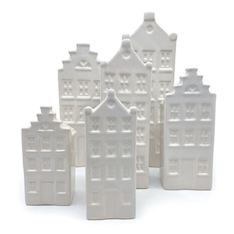 Melting Pot - Vaasjes Grachtenhuis Wit Set/2 in 3 maten Melting Pot - Vaasjes Grachtenhuis Wit Set/2 in 3 maten