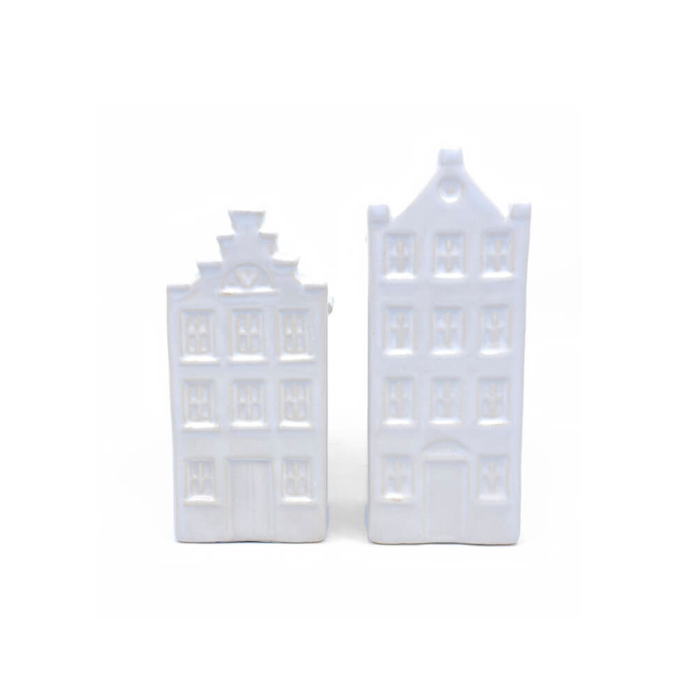 Melting Pot - Vaasjes Grachtenhuis Wit Set/2 in 3 maten Melting Pot - Vaasjes Grachtenhuis Wit Set/2 in 3 maten