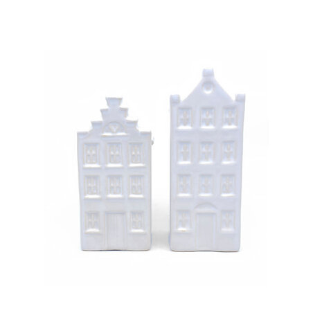 Melting Pot - Vaasjes Grachtenhuis Wit Set/2 in 3 maten Melting Pot - Vaasjes Grachtenhuis Wit Set/2 in 3 maten