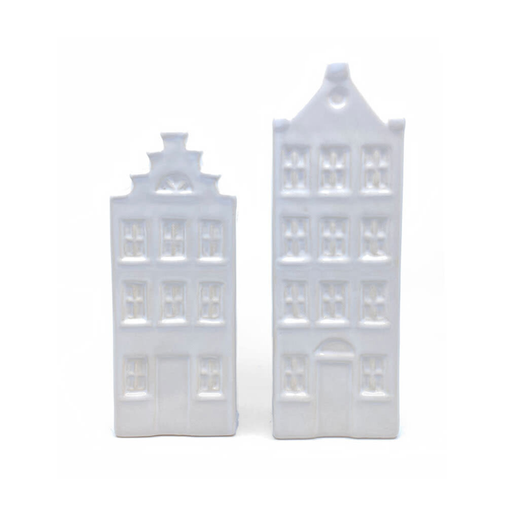 Melting Pot - Vaasjes Grachtenhuis Wit Set/2 in 3 maten Melting Pot - Vaasjes Grachtenhuis Wit Set/2 in 3 maten