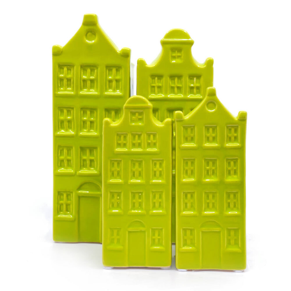 Melting Pot - Vaasjes Grachtenhuis Gif Groen Set/2 in 3 maten