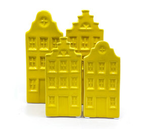 Melting Pot - Vaasjes Grachtenhuis Geel set/2 in 3 maten Melting Pot - Vaasjes Grachtenhuis Geel set/2 in 3 maten