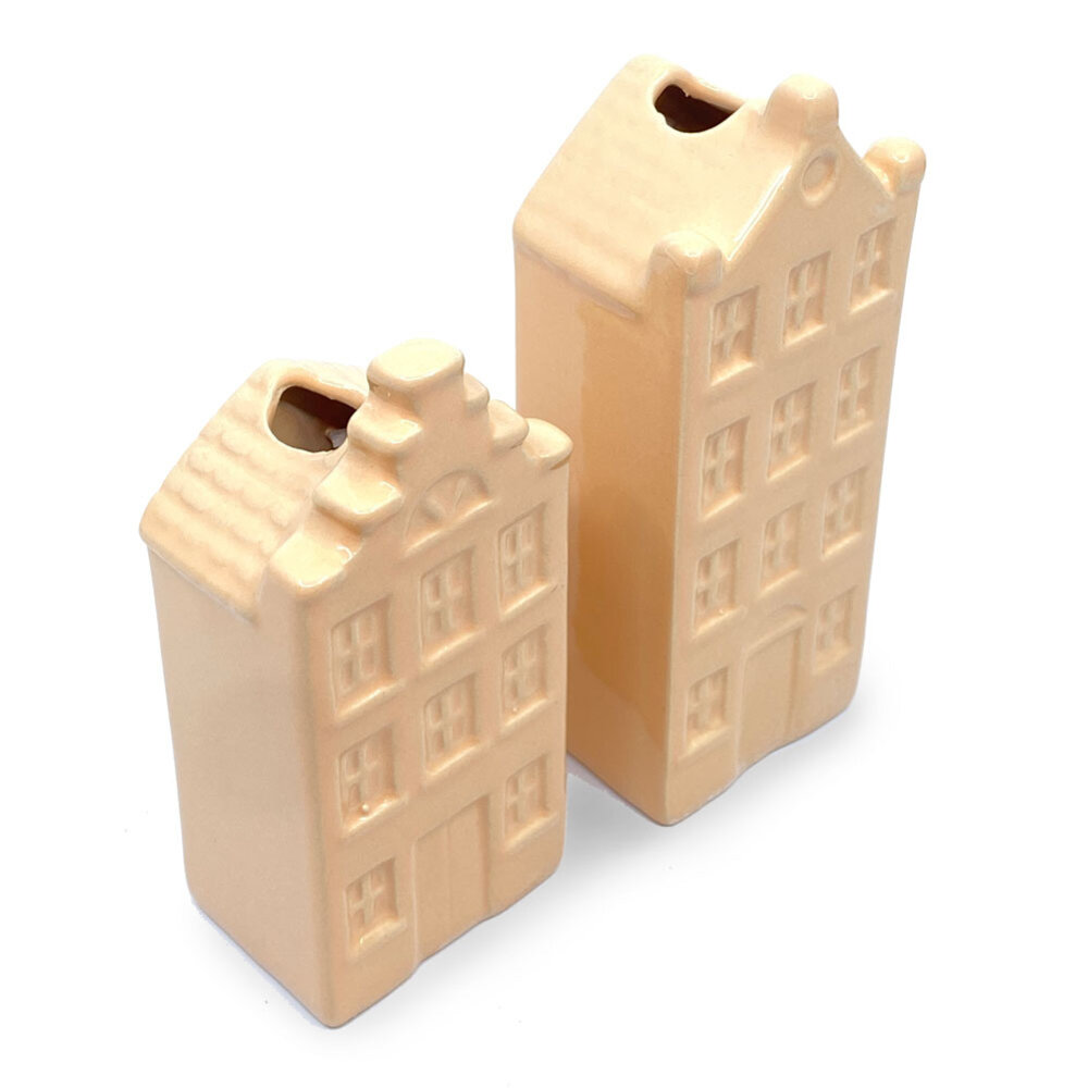 Melting Pot - Vaasjes Grachtenhuis Peach Set/2 in 3 maten Melting Pot - Vaasjes Grachtenhuis Peach Set/2 in 3 maten