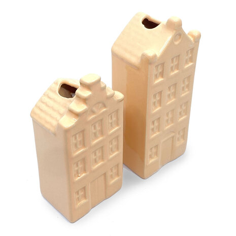 Melting Pot - Vaasjes Grachtenhuis Peach Set/2 in 3 maten Melting Pot - Vaasjes Grachtenhuis Peach Set/2 in 3 maten