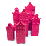 Melting Pot - Vaasjes Grachtenhuis Fuchsia Set/2 in 3 maten Melting Pot - Vaasjes Grachtenhuis Fuchsia Set/2 in 3 maten