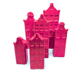 Melting Pot - Vaasjes Grachtenhuis Fuchsia Set/2 in 3 maten Melting Pot - Vaasjes Grachtenhuis Fuchsia Set/2 in 3 maten