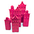 Vaasjes Grachtenhuis Fuchsia Set/2 in 3 maten Vaasjes Grachtenhuis Fuchsia Set/2 in 3 maten