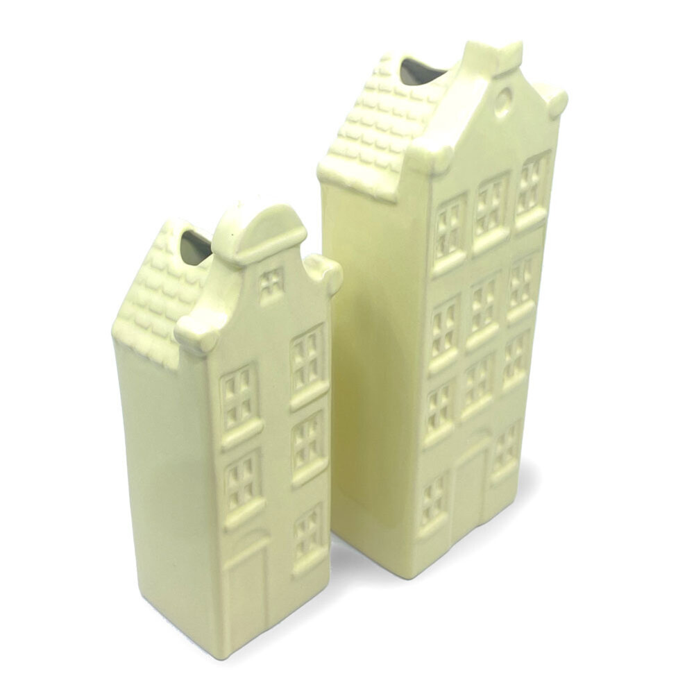 Melting Pot - Vaasjes Grachtenhuis Licht Geel set/2 in 3 maten Melting Pot - Vaasjes Grachtenhuis Licht Geel set/2 in 3 maten