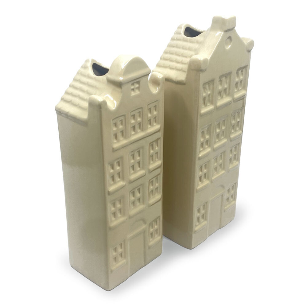 Melting Pot - Vaasjes Grachtenhuis Beige Set/2 in 3 maten Melting Pot - Vaasjes Grachtenhuis Beige Set/2 in 3 maten