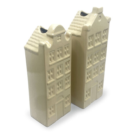 Melting Pot - Vaasjes Grachtenhuis Beige Set/2 in 3 maten Melting Pot - Vaasjes Grachtenhuis Beige Set/2 in 3 maten