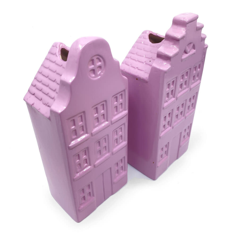 Melting Pot - Vaasjes Grachtenhuis Lila set/2 in 3 maten Melting Pot - Vaasjes Grachtenhuis Lila set/2 in 3 maten