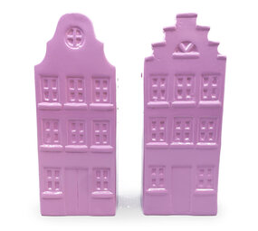 Melting Pot - Vaasjes Grachtenhuis Lila set/2 in 3 maten Melting Pot - Vaasjes Grachtenhuis Lila set/2 in 3 maten
