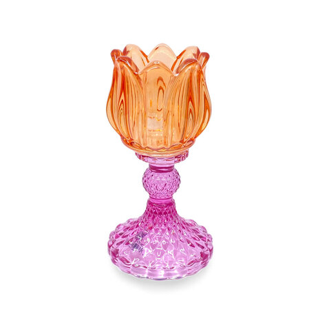 Melting Pot - Waxinehouder Tulp Oranje Mix Glas 8x15cm Melting Pot - Waxinehouder Tulp Oranje Mix Glas 8x15cm