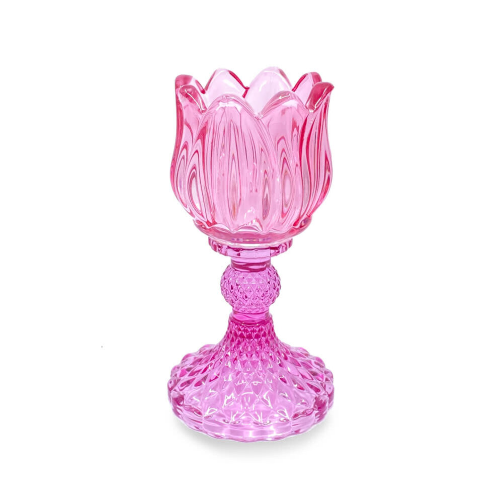 Melting Pot - Waxinehouder Tulp Oranje Mix Glas 8x15cm Melting Pot - Waxinehouder Tulp Oranje Mix Glas 8x15cm