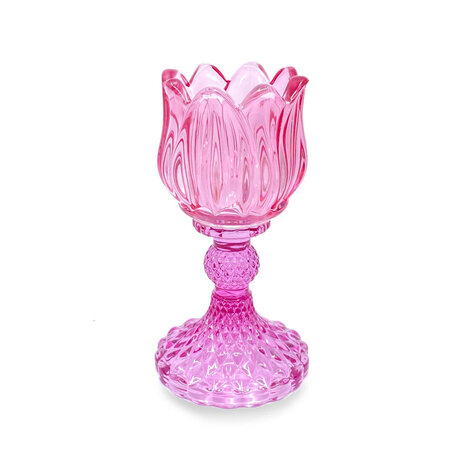 Melting Pot - Waxinehouder Tulp Oranje Mix Glas 8x15cm Melting Pot - Waxinehouder Tulp Oranje Mix Glas 8x15cm