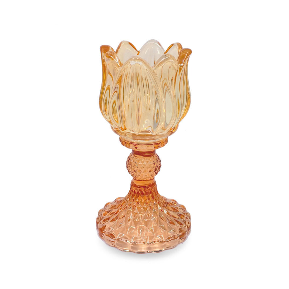 Melting Pot - Waxinehouder Tulp Oranje Mix Glas 8x15cm Melting Pot - Waxinehouder Tulp Oranje Mix Glas 8x15cm
