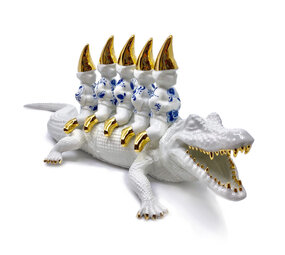 Lammers en Lammers - Born To Be Wild Delfts Blauw met Gouden Mutsen 18x52cm Lammers en Lammers - Born To Be Wild Delfts Blauw met Gouden Mutsen 18x52cm