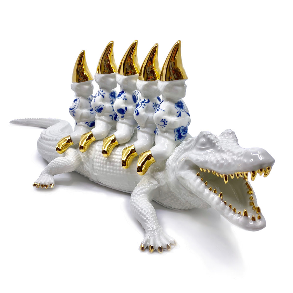 Lammers & Lammers 陶器製のクロネットドール　大②プードル Lammers en Lammers Born To Be Wild Delfts Blauw met Goud kopen