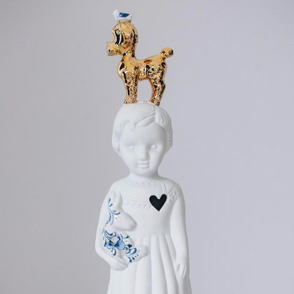 Lammers en Lammers - Pupke Wit met Poedel Goud en Delfts blauw konijn26cm