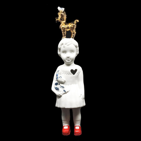 Lammers en Lammers - Pupke Wit met Poedel Goud en Delfts blauw konijn26cm