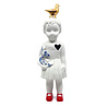 Lammers en Lammers - Pupke Wit met Duif Goud 23cm Lammers en Lammers - Pupke Wit met Duif Goud 23cm