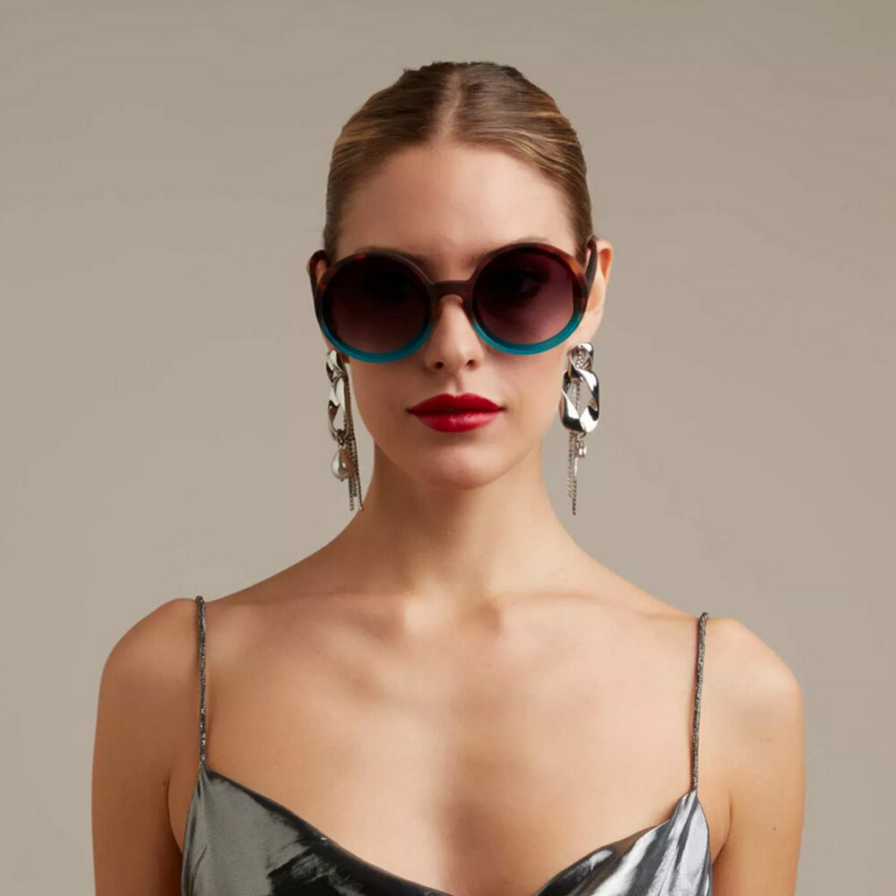 Okkia - Zonnebril MONICA Round Havana Blue OK014-HB Okkia - Zonnebril MONICA Round Havana Blue OK014-HB