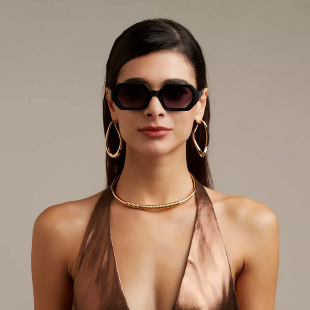 Okkia - Zonnebril ANDREA Small Hexagon Black OK022-BK