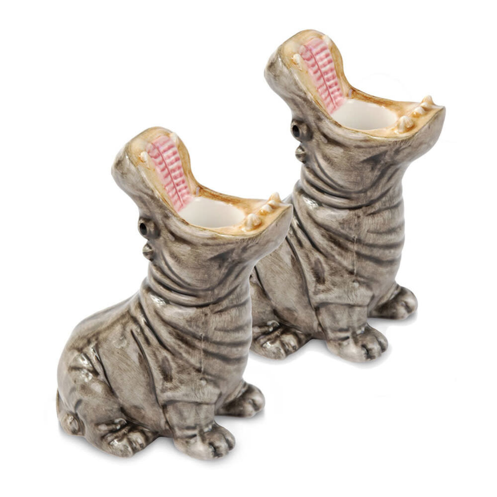 Donkey - Kandelaars Hungry Hippos Taupe 8x11cm set/2 Donkey - Kandelaars Hungry Hippos Taupe 8x11cm set/2